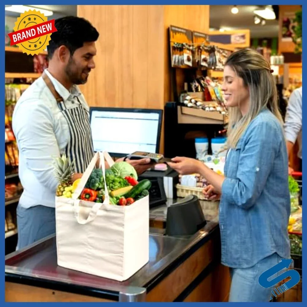 Canvas Reusable Grocery Totes Foldable Washable Eco-Friendly Shopping Bags